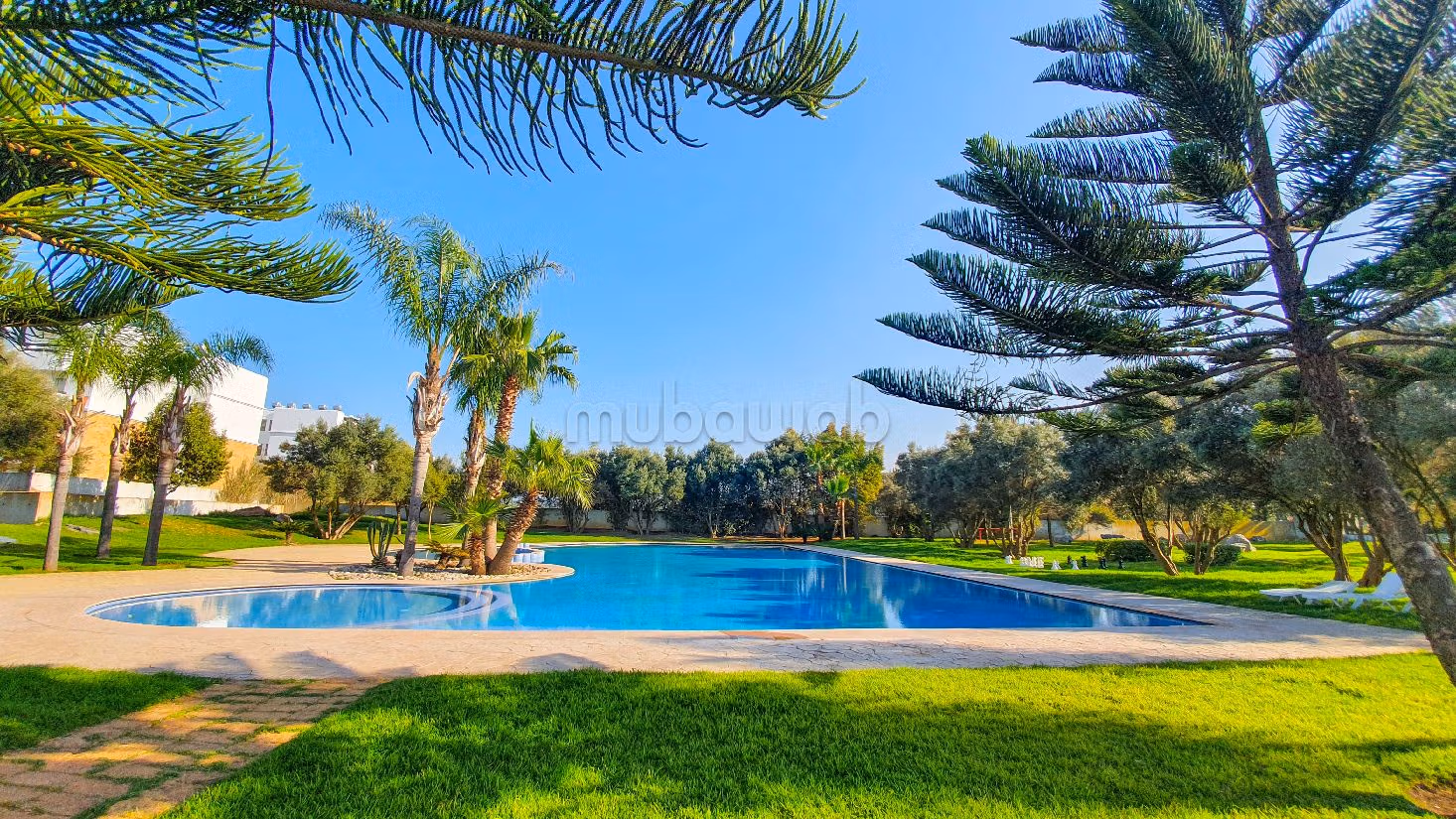 Appartementen kopen in Plage Oued Cherrat. 2 Kamers. Zwembad en airconditioning. 