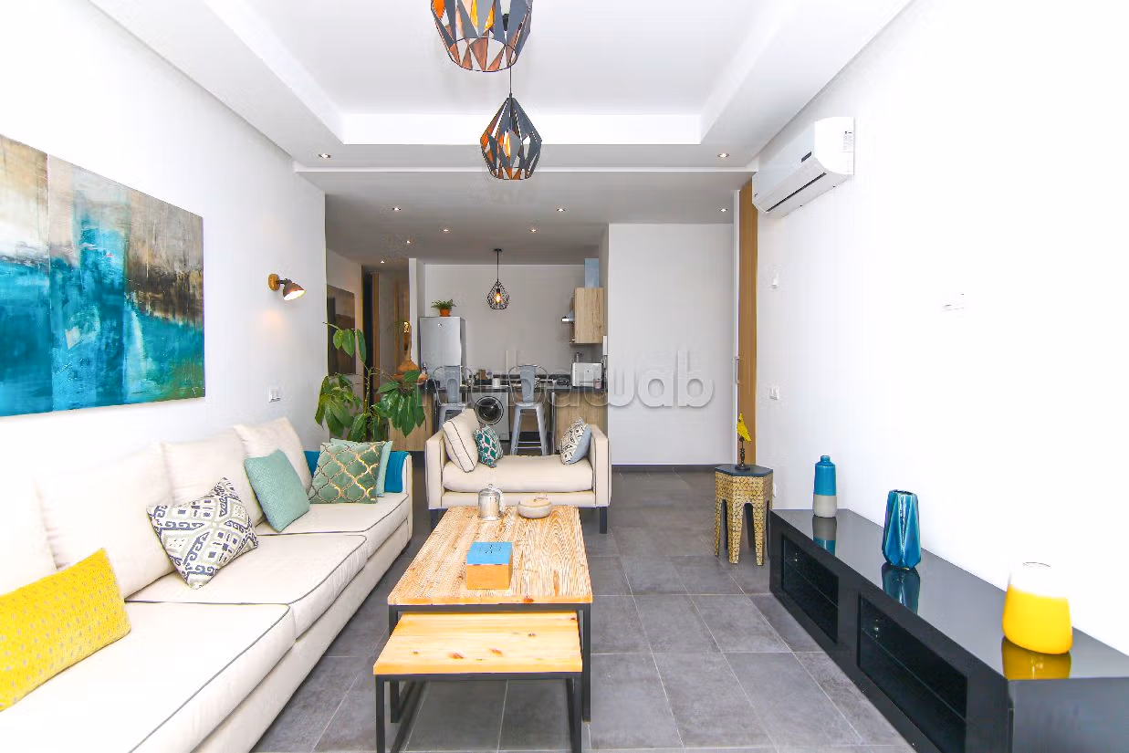 Sale of a lovely apartment in Plage Oulded Cherrat. 2 rooms. Property with swimming pool, Integrated air conditioning. 