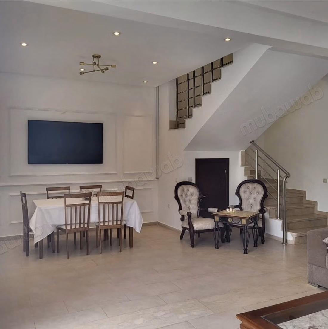 Exclusivity Modern villa with 3 semi-furnished bedrooms in Dar Bouazza in a secure residence for rent 2 minutes from private beaches