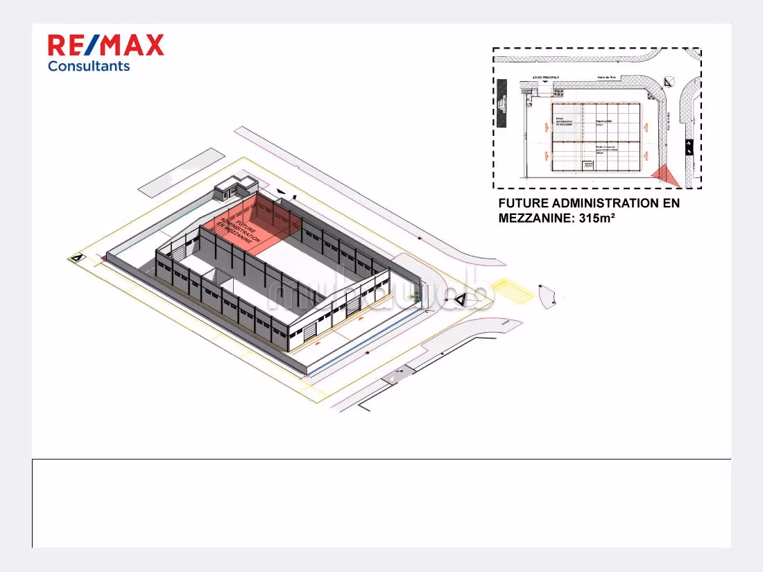 Offices & shops to rent in La Manouba. Total area 3250 m²