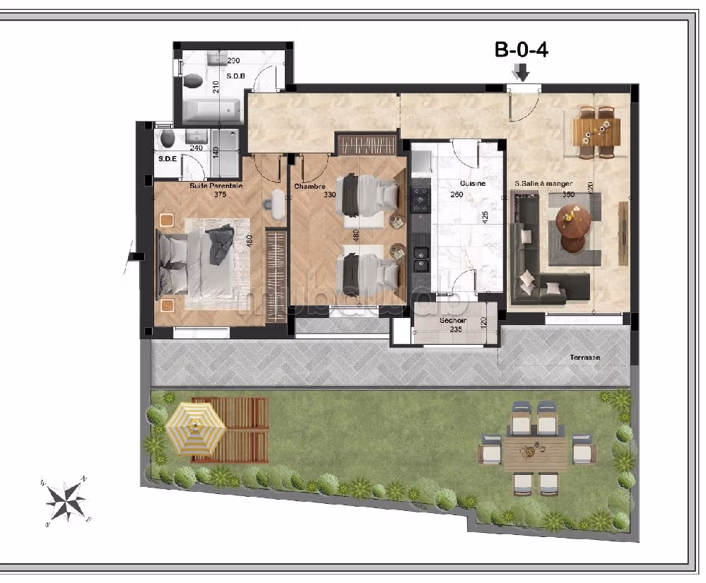 Vendita di uno splendido appartamento a Chotrana 1. Superficie 70 m². Finestre con doppi vetri e porta blindata