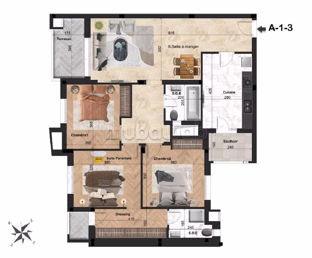 Vendita di uno splendido appartamento a Chotrana 1. Superficie 70 m². Finestre con doppi vetri e porta blindata