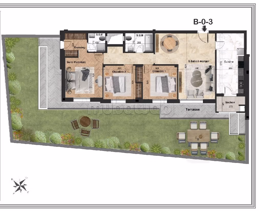 Vendita di uno splendido appartamento a Chotrana 1. Superficie 70 m². Finestre con doppi vetri e porta blindata