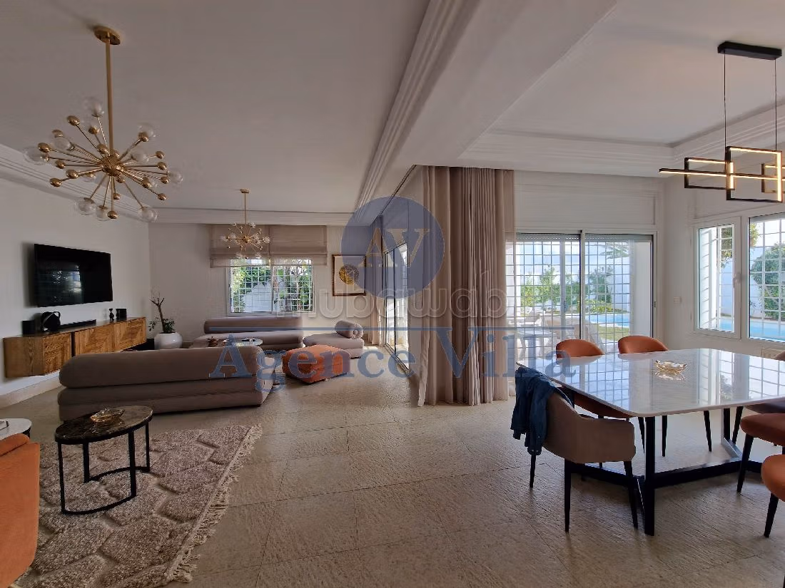 Luxury villa for rent in Gammarth. 8 large living areas. New furniture. 