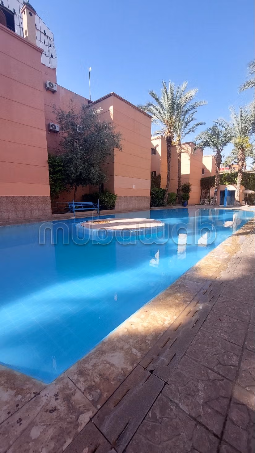 Riad for rent in Route de Fez. 3 rooms. Property with swimming pool, Integrated air conditioning.