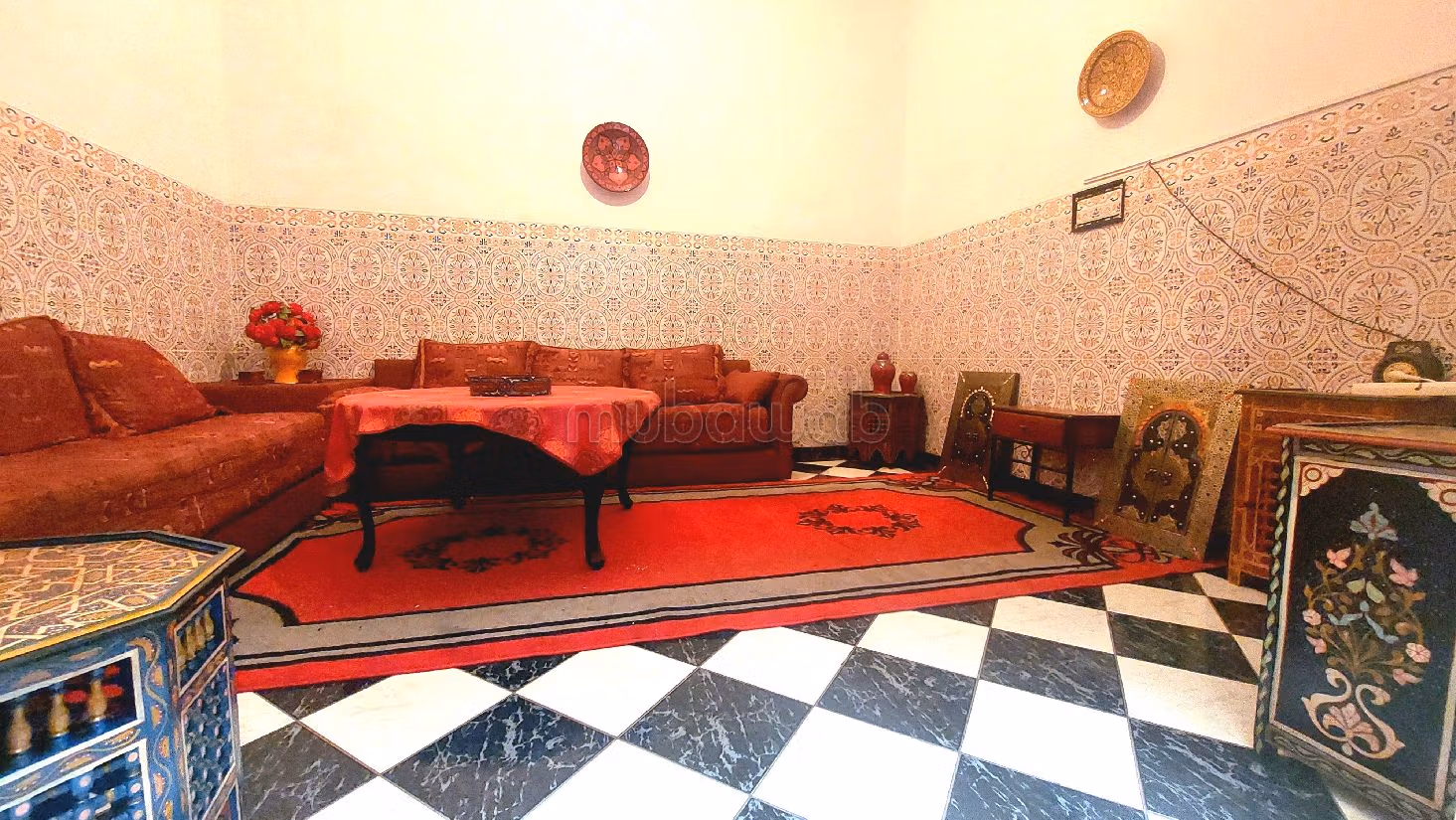 Riad for rent in Route de Fez. 3 rooms. Property with swimming pool, Integrated air conditioning.