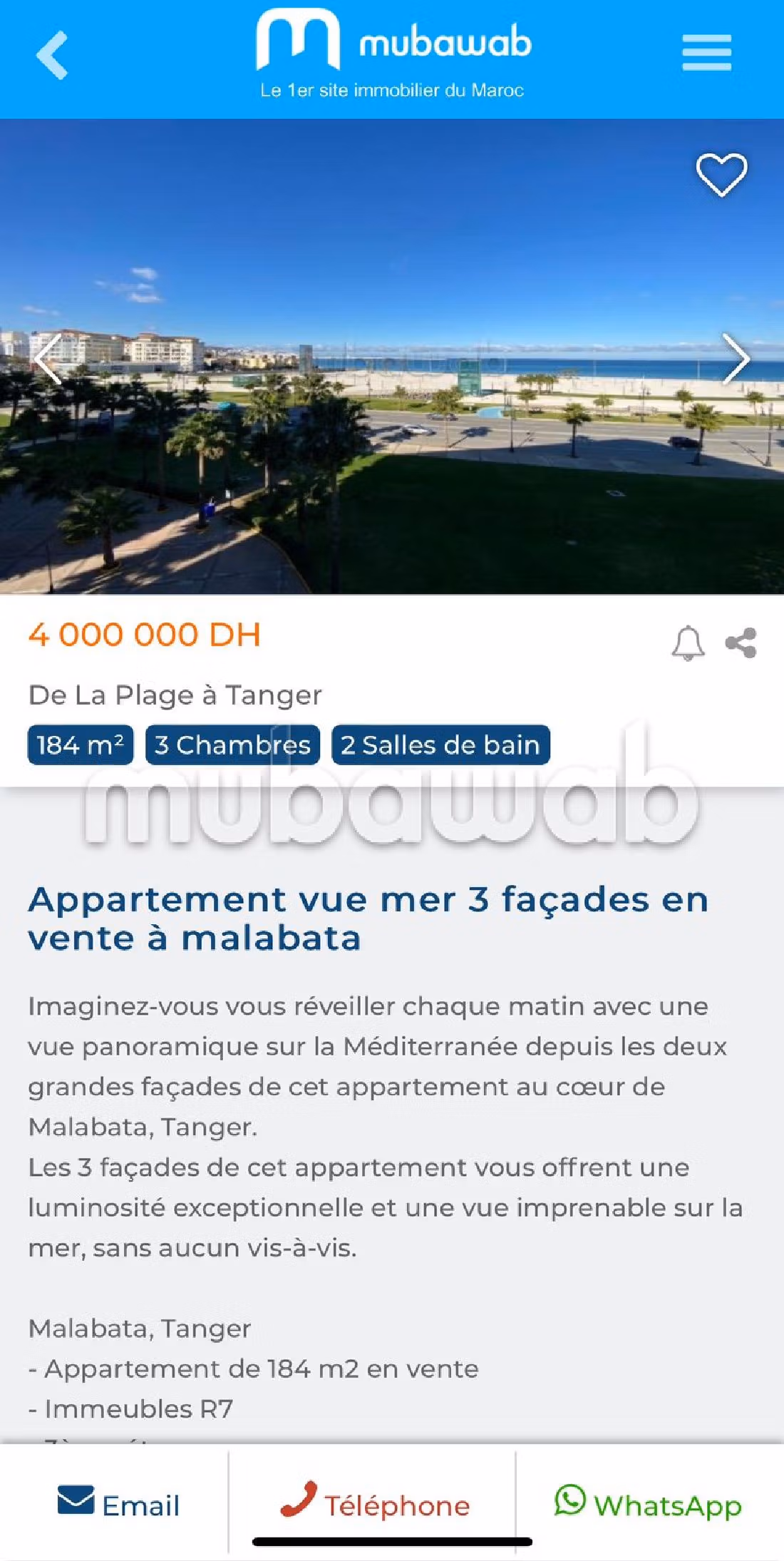 Grande Appartement vue mer sur la corniche