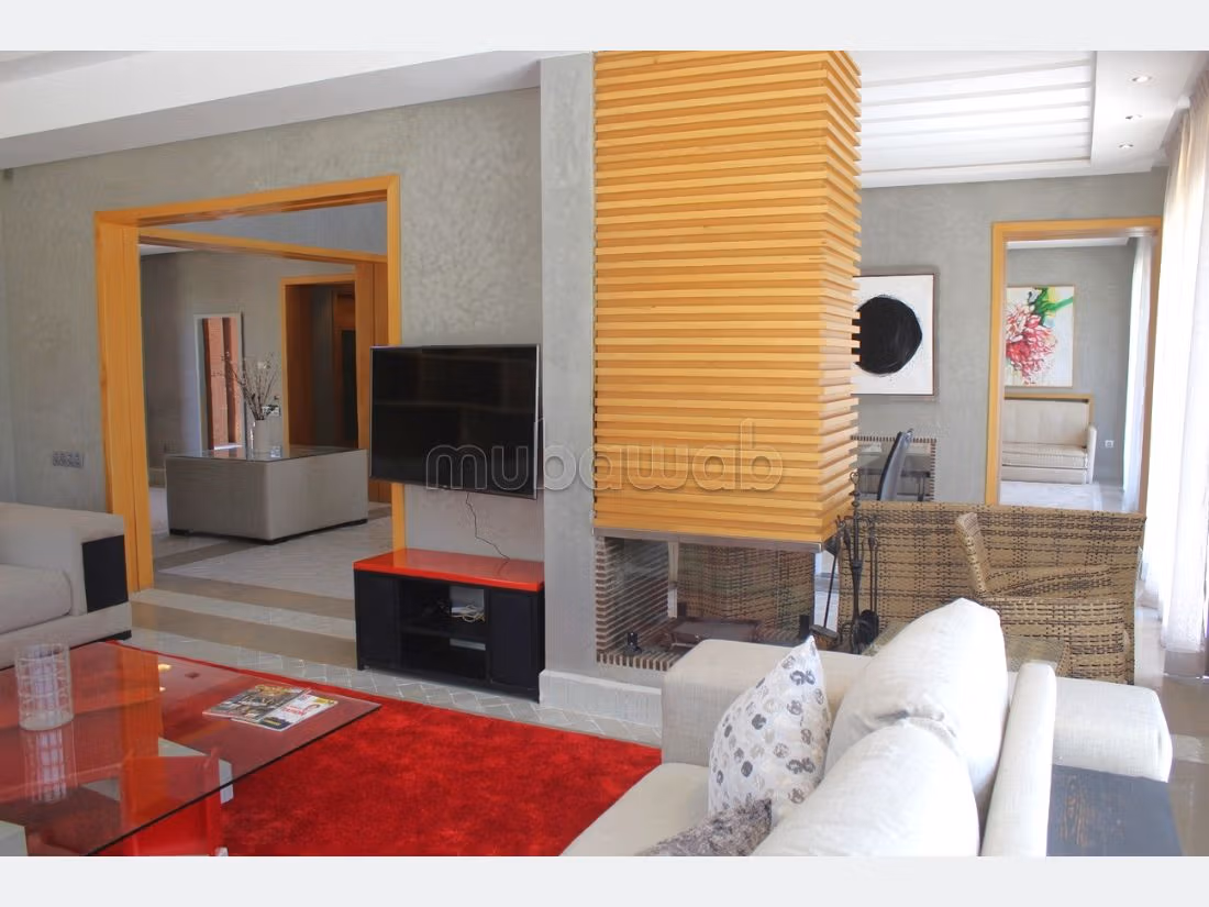 Lujosa villa en alquiler en Ennakhil Palmeraie. Área total 450 m². Completamente amueblado