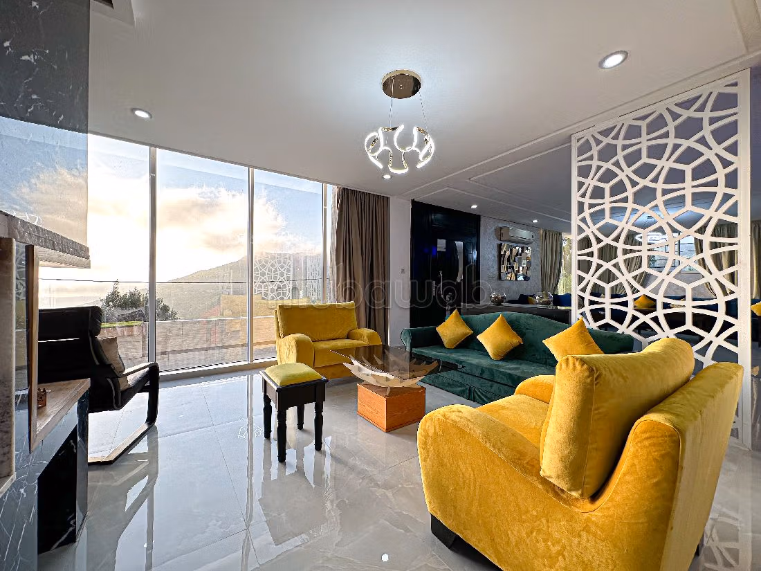 Luxury villas & houses for rent in Cap Spartel. 3 lovely rooms. Living room with fireplace, General air conditioning System. 