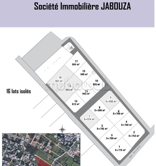 Vente de terrain à La Soukra. Surface totale 760 m²