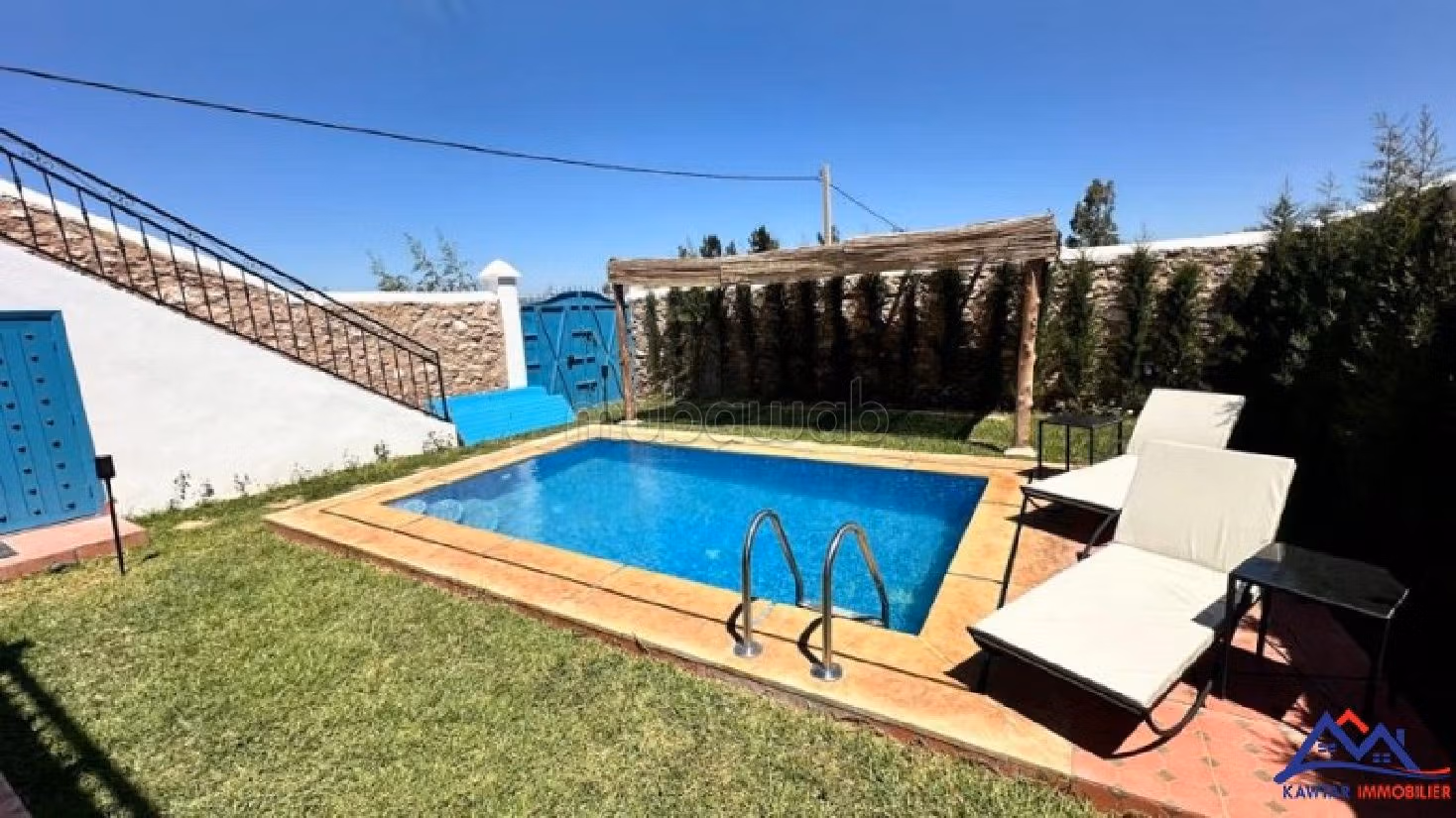 Luxury villa for rent in Douar Laarab. 2 rooms. Usable fireplace, Large swimming pool