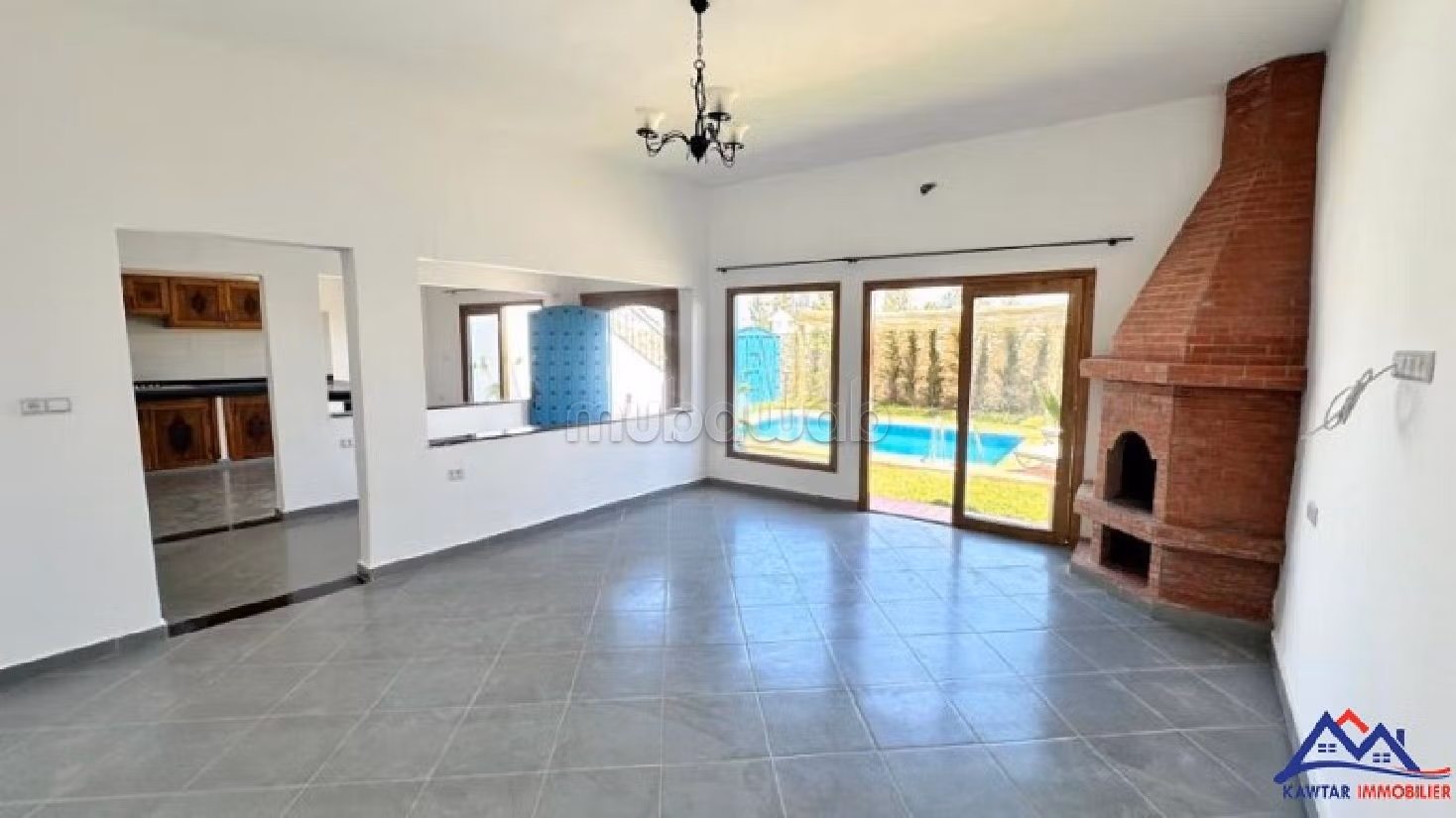 Luxury villa for rent in Douar Laarab. 2 rooms. Usable fireplace, Large swimming pool
