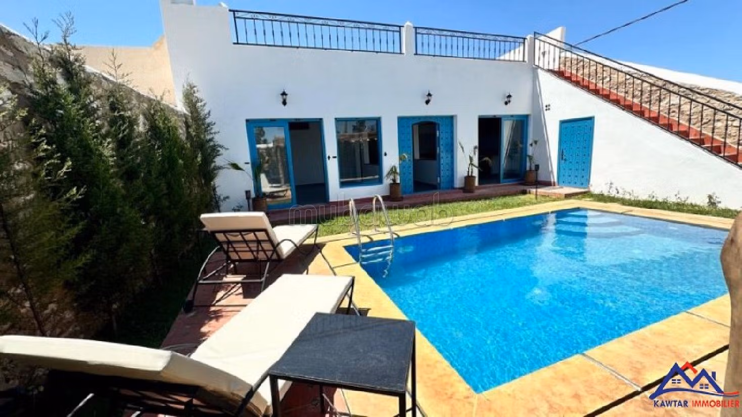 Luxury villa for rent in Douar Laarab. 2 rooms. Usable fireplace, Large swimming pool