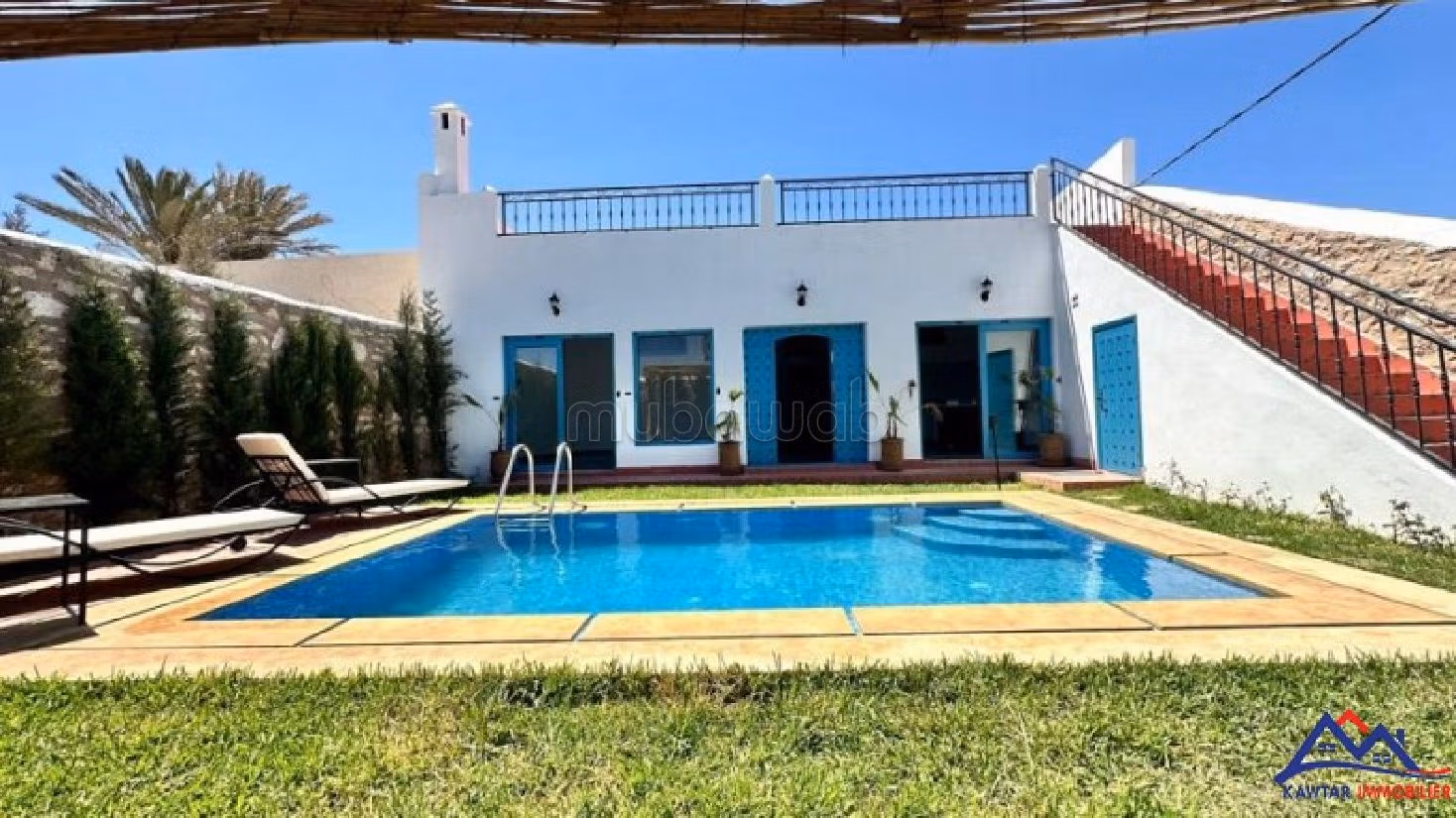 Luxury villa for rent in Douar Laarab. 2 rooms. Usable fireplace, Large swimming pool