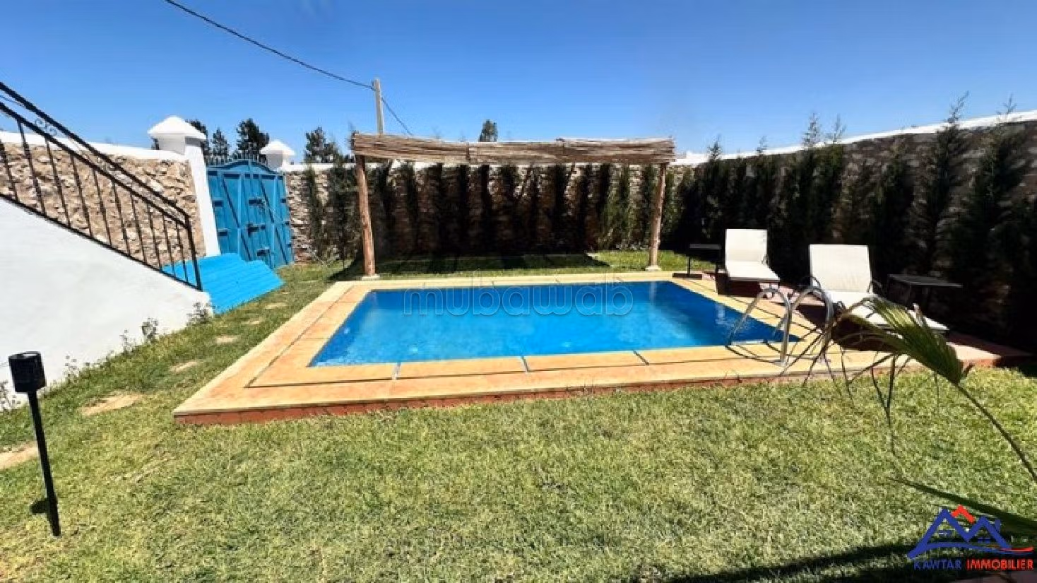 Luxury villa for rent in Douar Laarab. 2 rooms. Usable fireplace, Large swimming pool