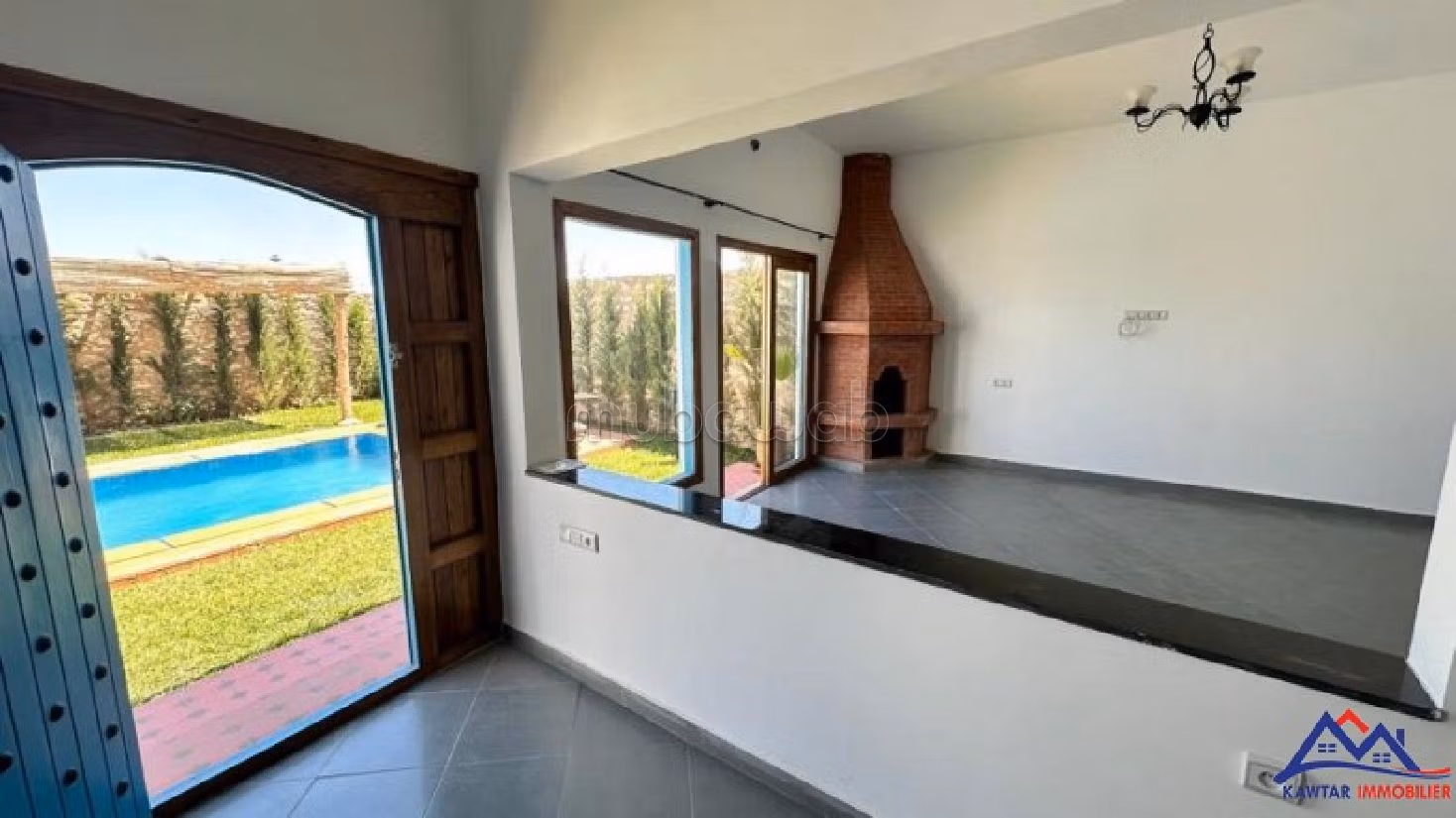 Luxury villa for rent in Douar Laarab. 2 rooms. Usable fireplace, Large swimming pool