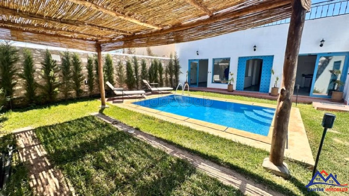 Luxury villa for rent in Douar Laarab. 2 rooms. Usable fireplace, Large swimming pool