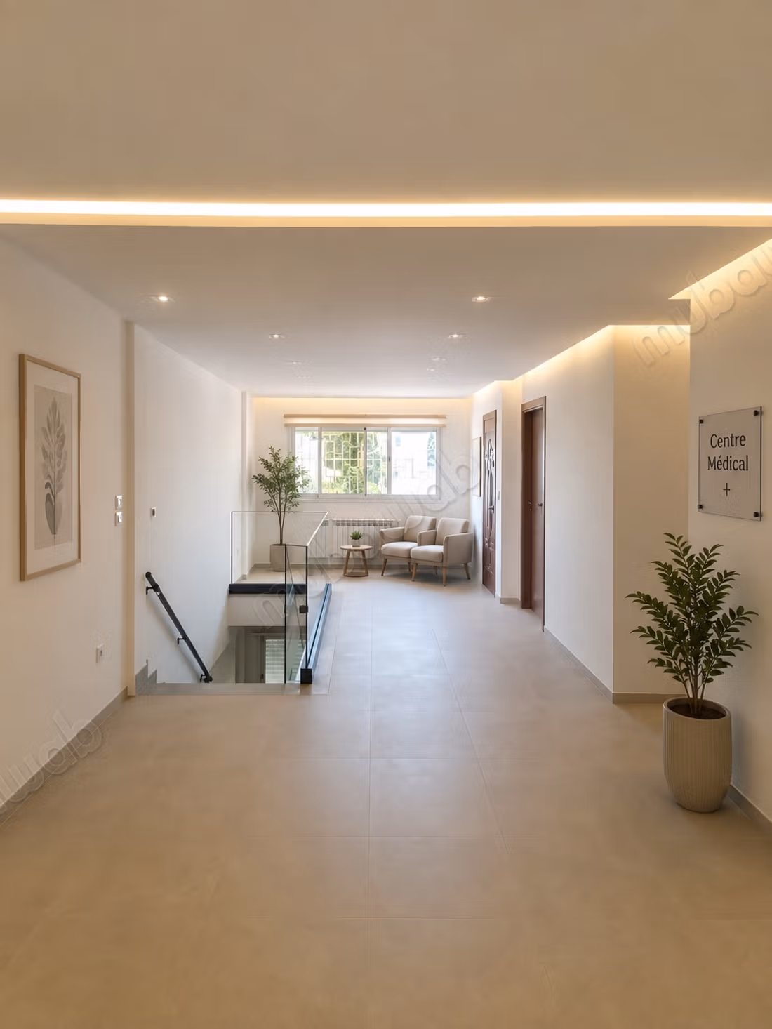 Ufficio disponibile in affitto a La Marsa. Superficie di 180 m². Finestre con doppi vetri e porta blindata. 
