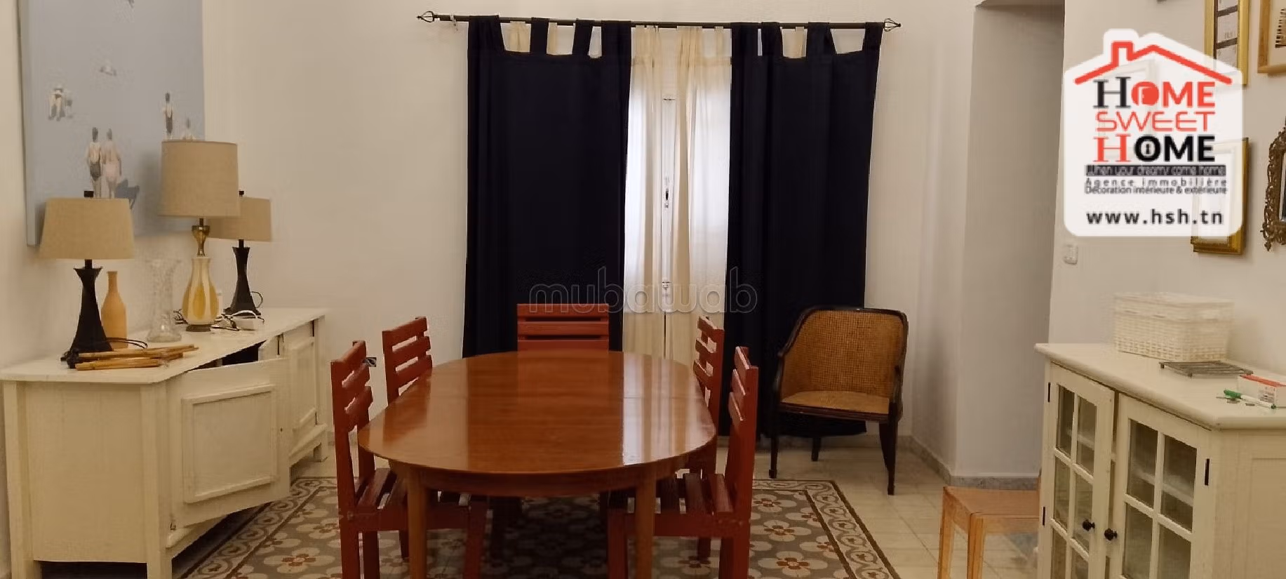 Rent an apartment in La Marsa. 4 large rooms. Cellar