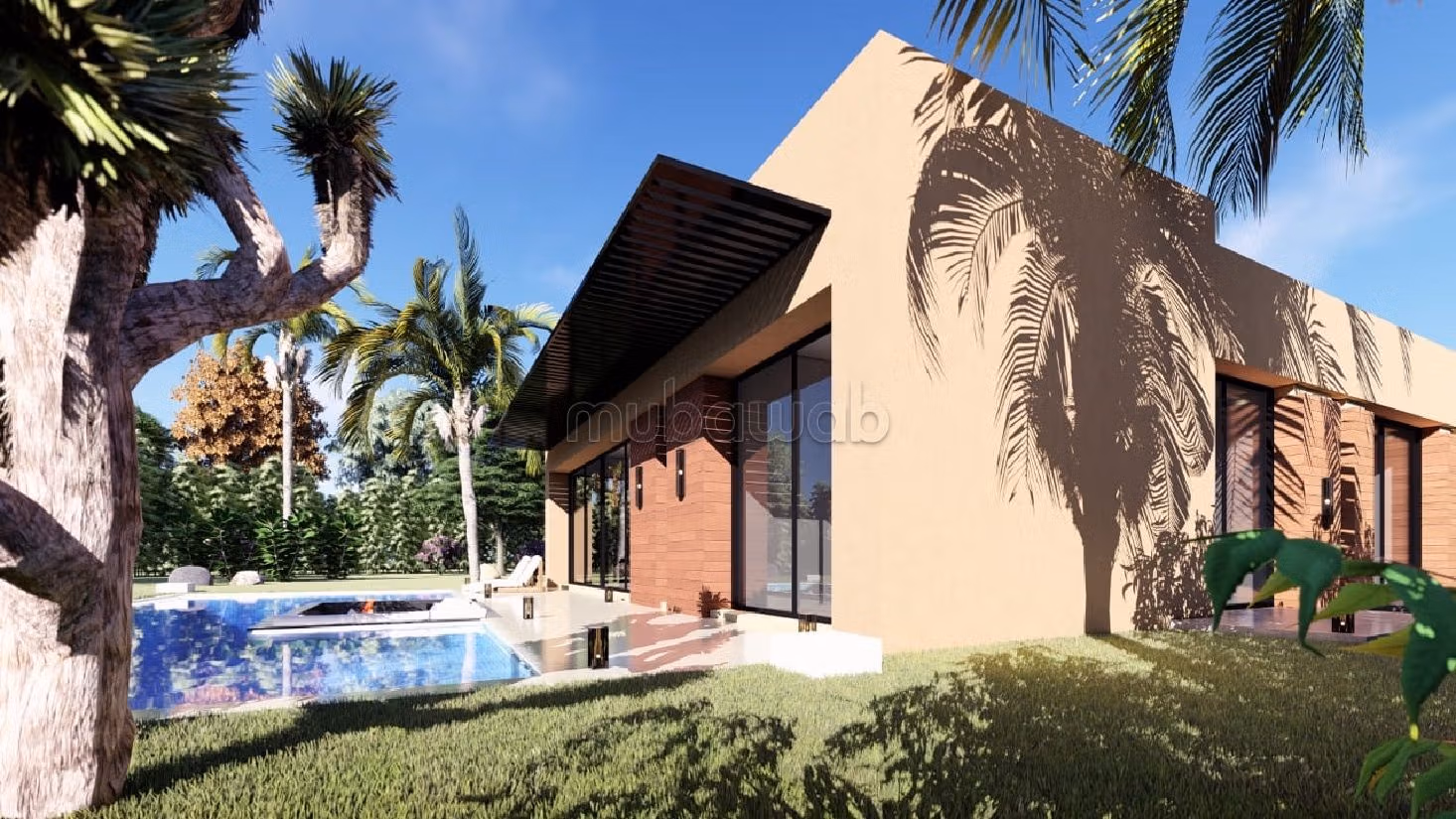 فيلا رائعة للبيع بطريق امزميز. 4 قطع. حمام سباحة و نظام تكييف للهواء