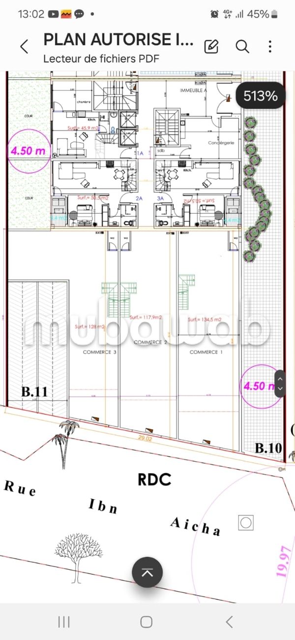 Local commercial à l'achat à Guéliz. Surface totale 476 m². Conciergerie à disposition, système de climatisation