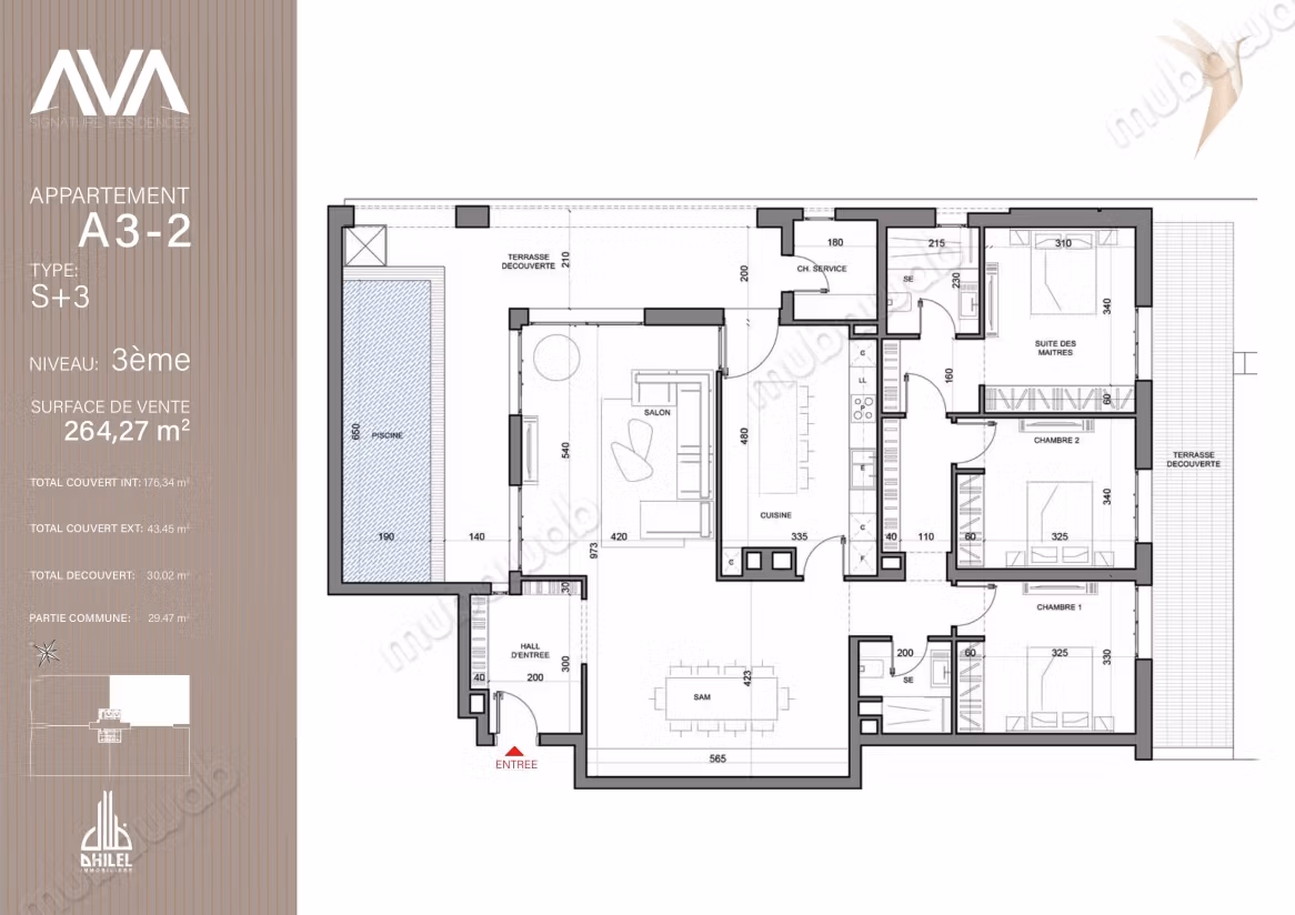 APPARTAMENTO SPAZIOSO S3 ALL'ULTIMO PIANO ai Giardini di Cartagine. 264 m² A3 2
