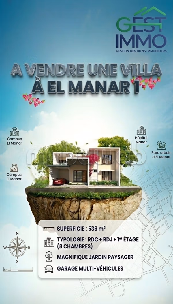 0% commission/A vendre une villa à Manar 1
