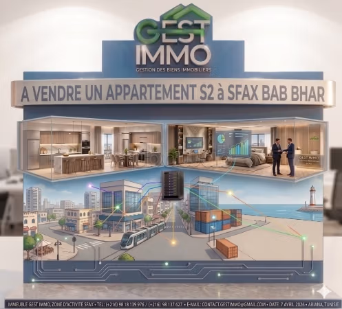 0% Commission/ A vendre un Appartement s2 à Sfax