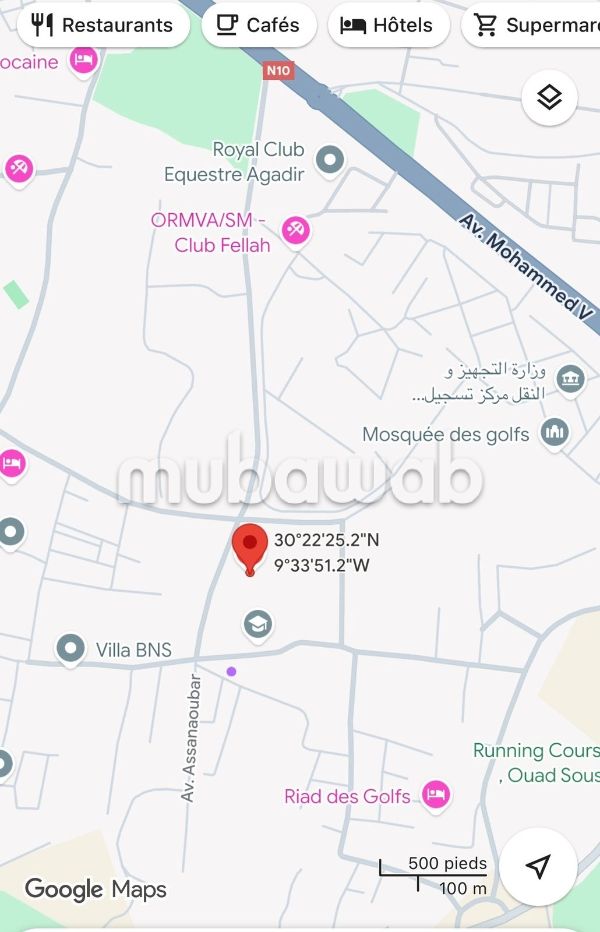 Terrain titré de 9 977 m2 à Aghroud 
Bensergao