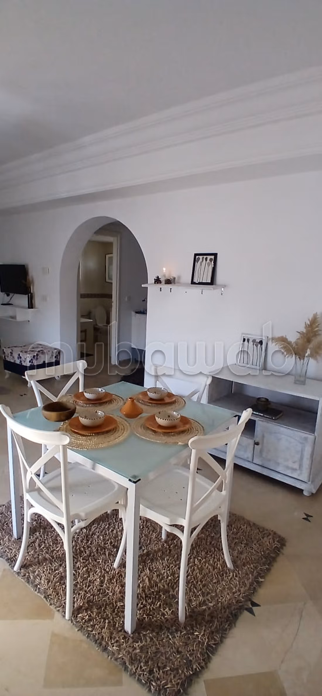 Rent an apartment in Yasmine Hammamet. 1 Living area. Well decorated