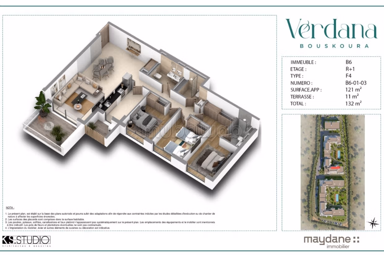 Vente d'un bel appartement à Californie. Surface de 132 m²