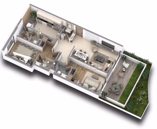 Vendita di un bel appartamento al piano giardino. Superficie totale 156 m²