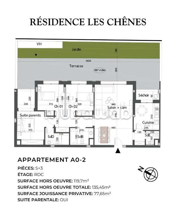 Appartement S3 d’exception avec terrasse