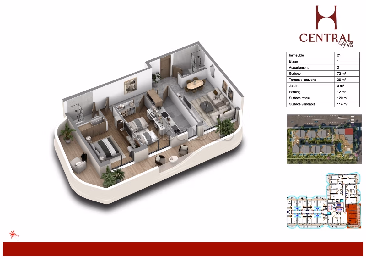 Vend appartement à Ain Diab Extension. Surface de 114 m²