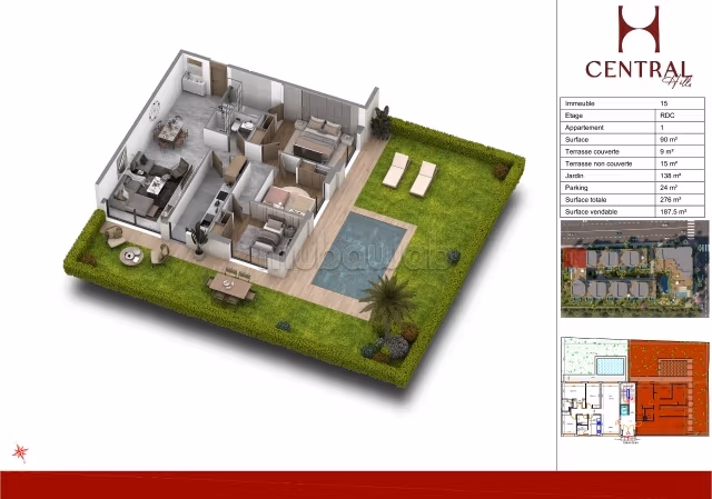Appartement en vente à Ain Diab Extension. 4 pièces. Parking et jardin