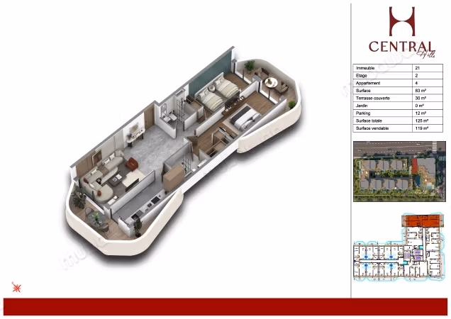 Studio for sale in Ain Diab Extension Parking place