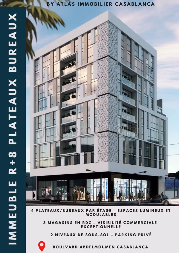 Kantoorruimte te huur in Derb Ghalef. Oppervlakte 4800 m². Verwarming en dubbel glas