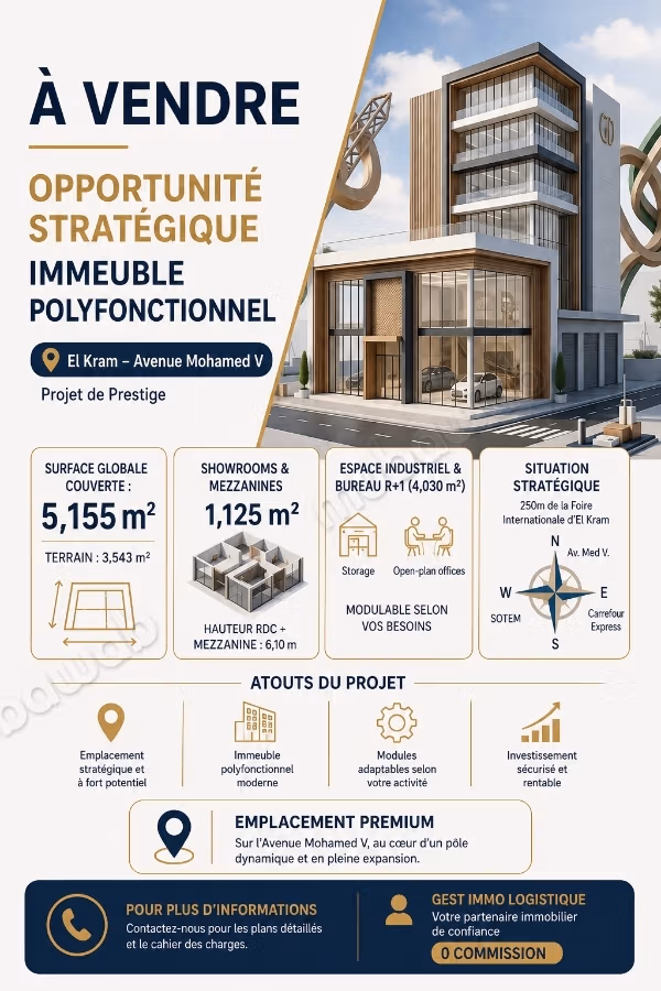 0% Commission/A vendre un immeuble inachevé à ZI K