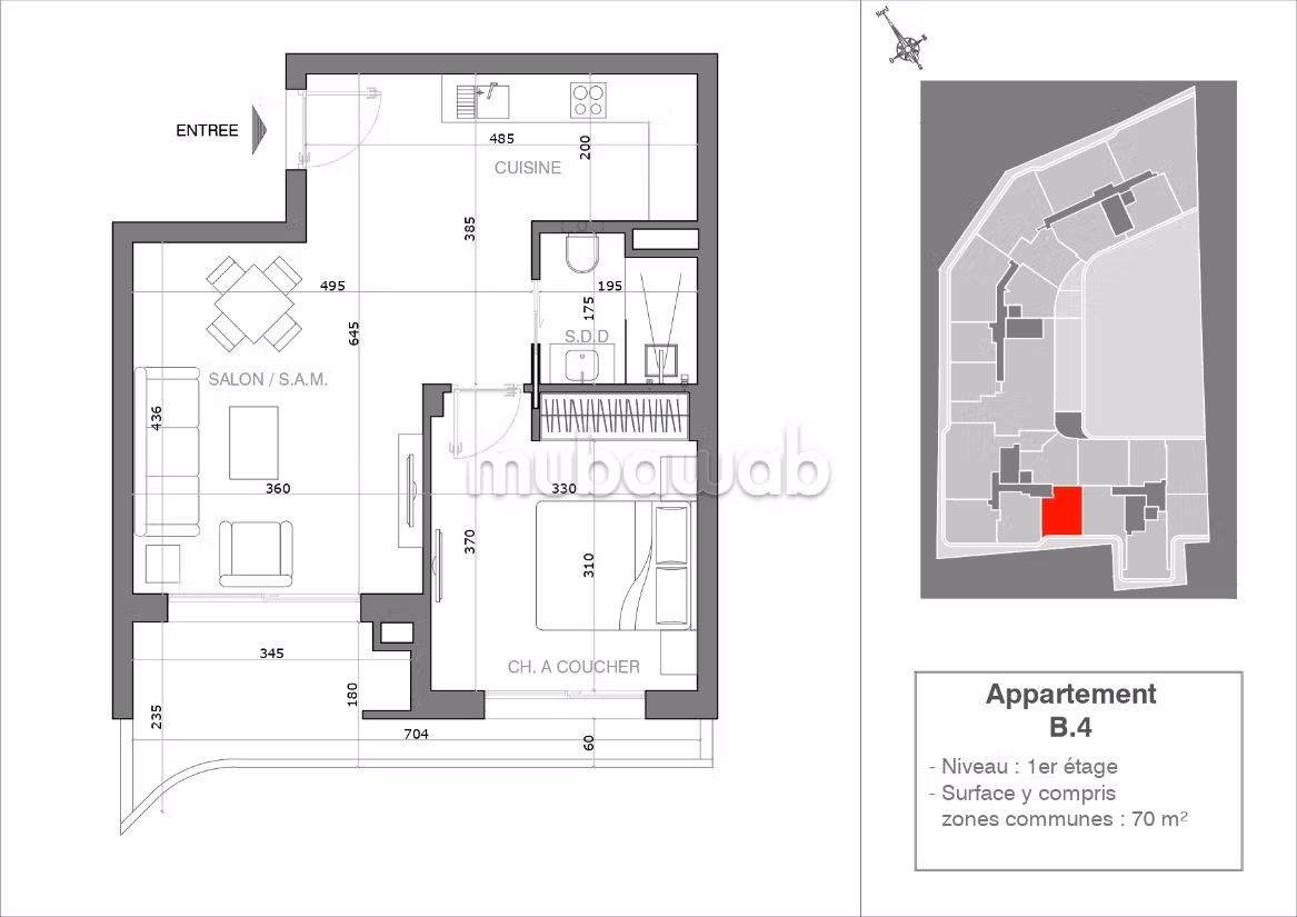 Appartement S1 en vente à Les Jardins de Carthage