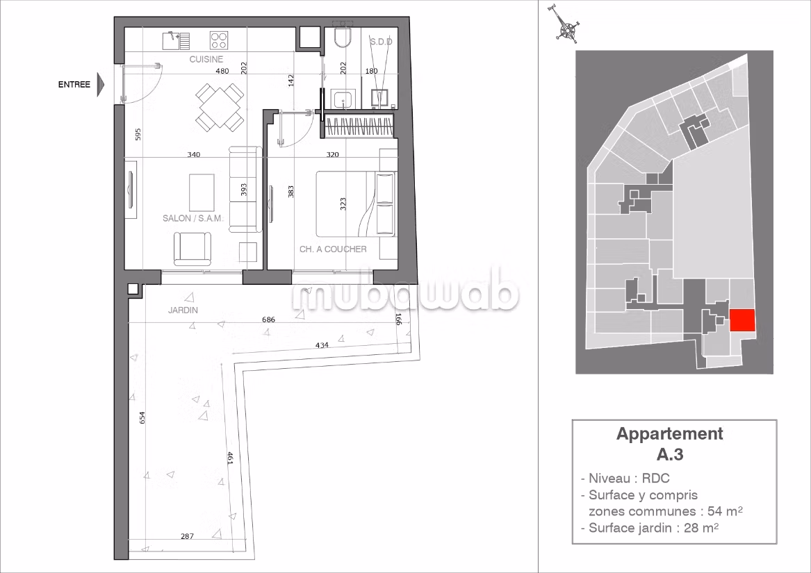 Joli S1 avec jardin à vendre aux Jardins de Carthage