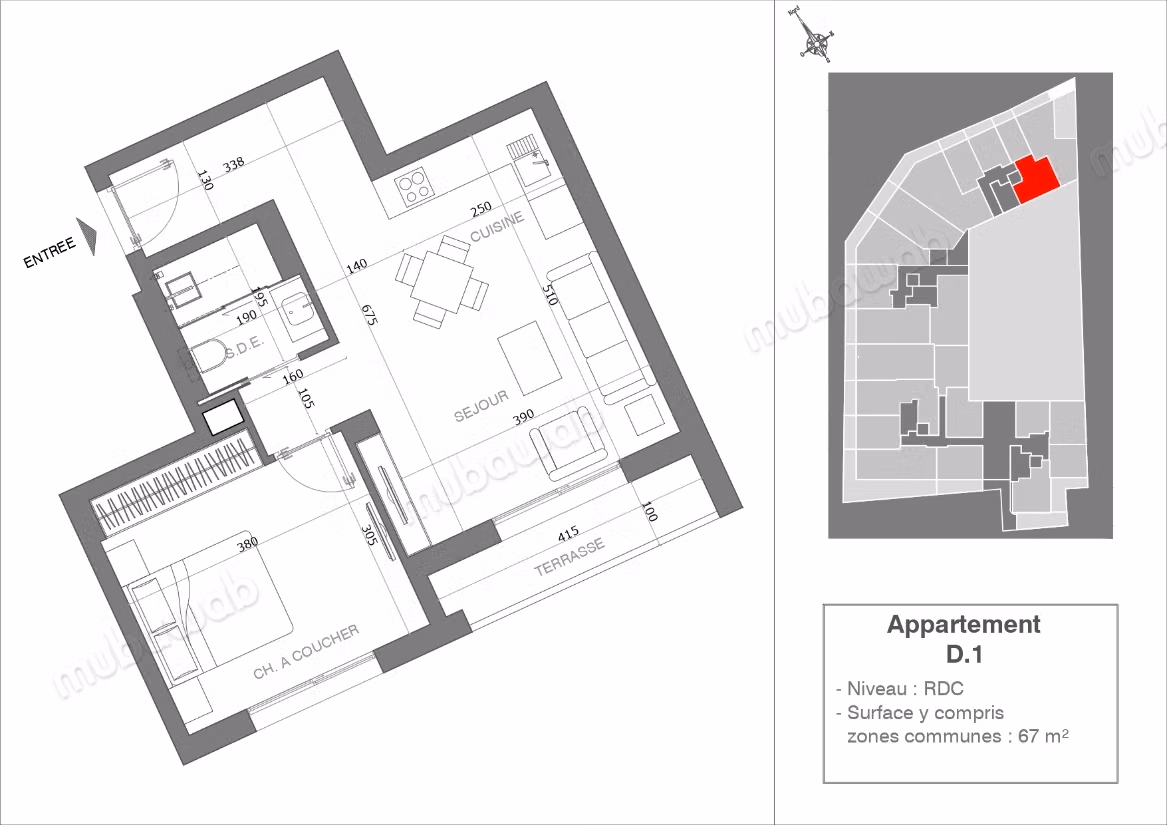 Superbe appartement S1 au RDC à vendre aux Jardins de Carthage