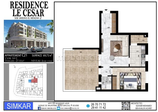 Appartement en vente à Les Jardins d'El Menzah 2