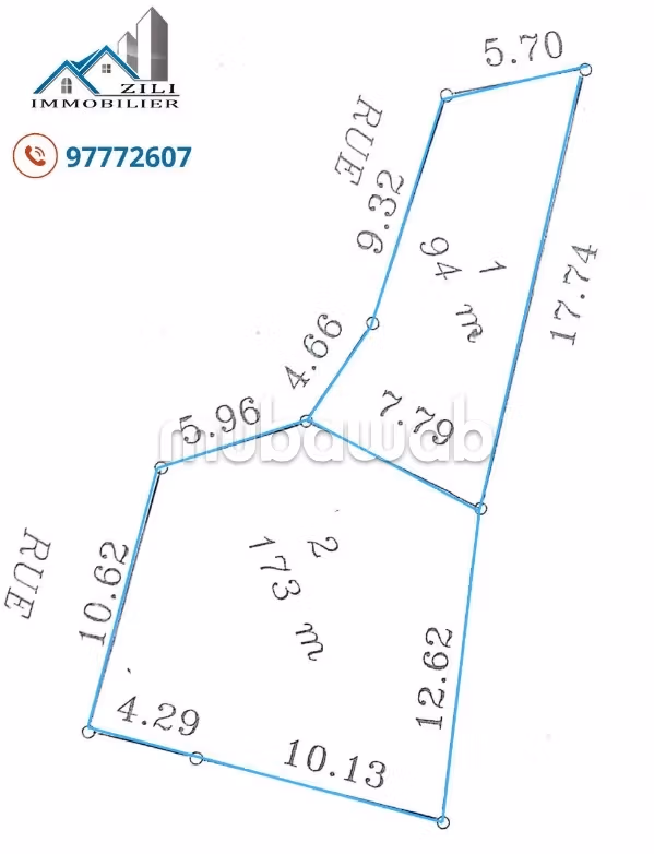 Land for sale in Monastir Ville. Dimension 267 m²