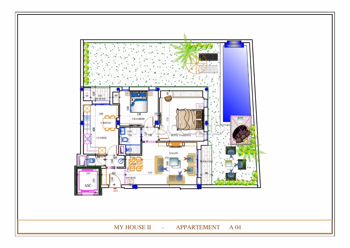 A vendre S2 de 105,45m² à vendre, la Soukra