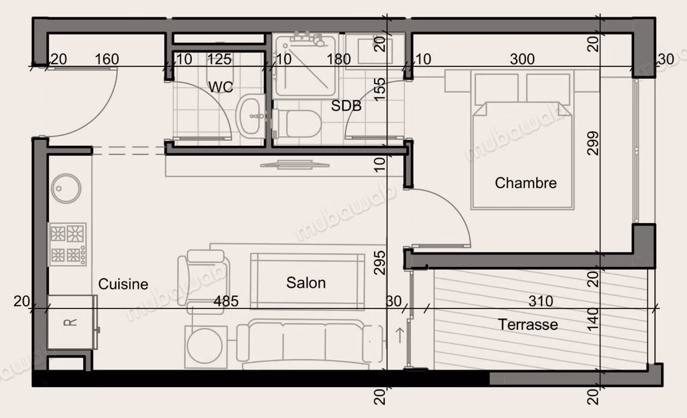 Florea Guéliz A12: 1 chambre avec terrasse