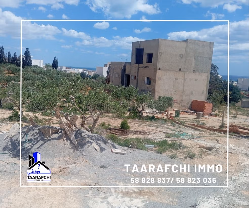 Terrain 307 m² vue de mer Hammamet Nord: