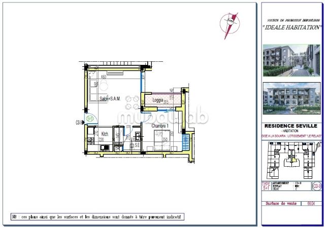 Sale of a lovely apartment in La Soukra. 1 room. With Lift, Balcony
