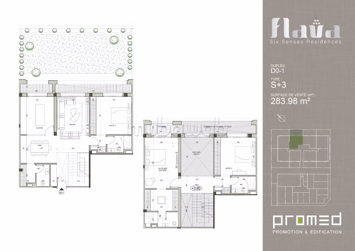 Luxueux Duplex en vente aux Jardins de Carthage. Surface de 284 m²