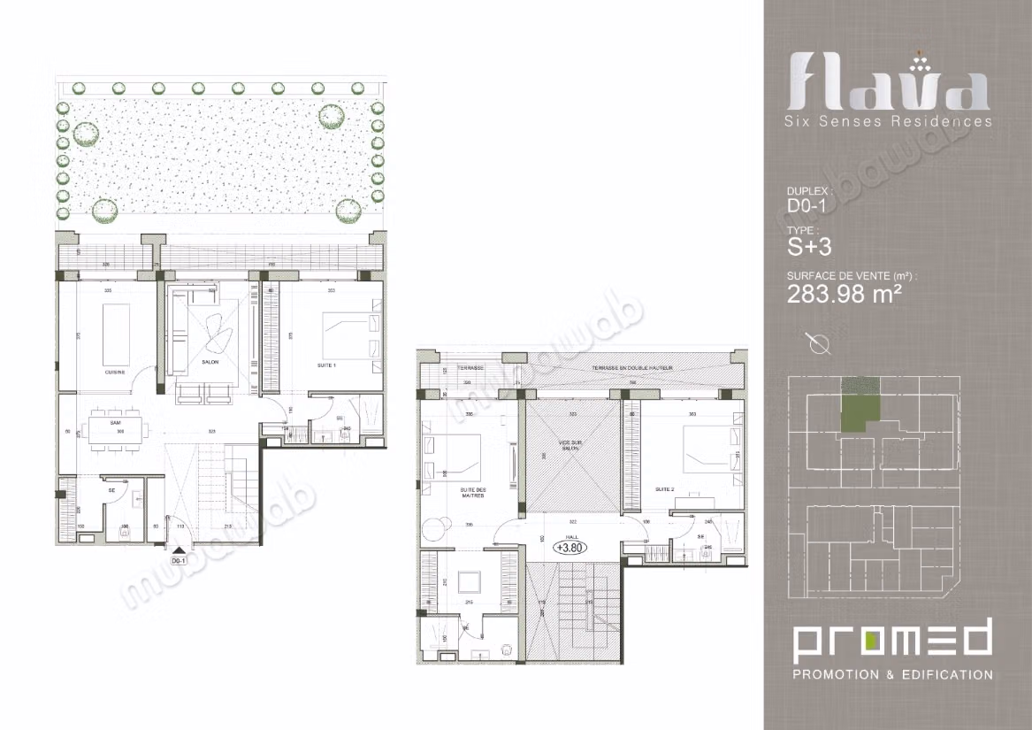 Duplex au RDC aux Jardins de Carthage. Surface de 284 m² D0 1