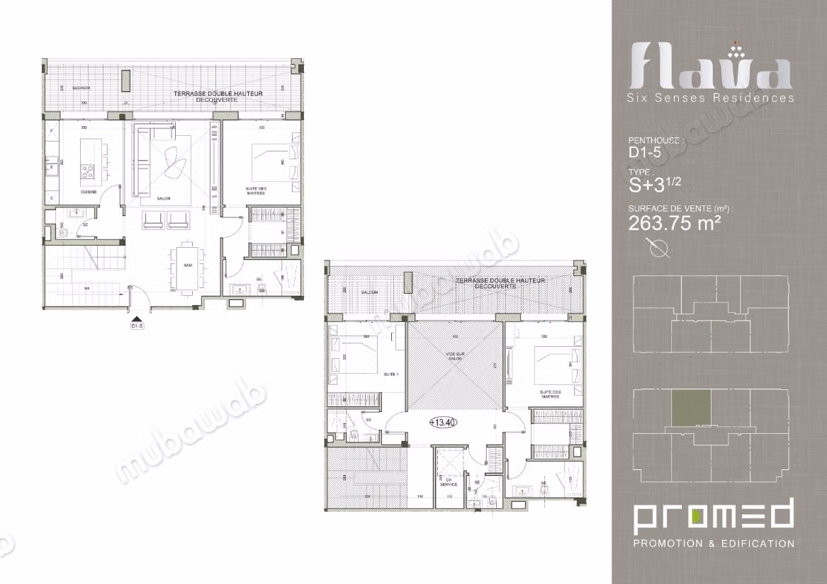 Penthouse de Prestige aux Jardins de Carthage. Surface de 263 m² D1 5